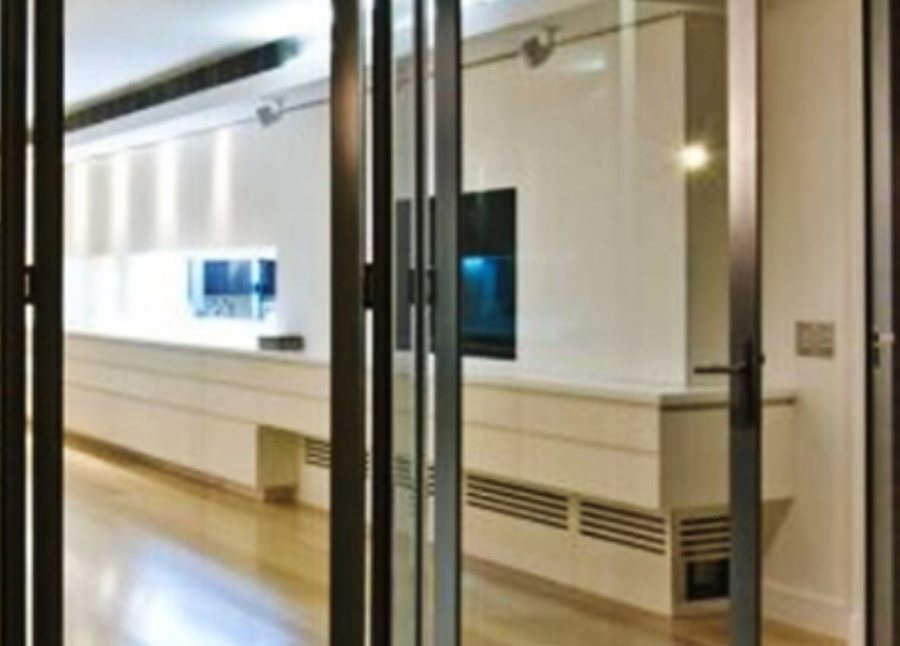 Detail of aluminium folding sliding door frames